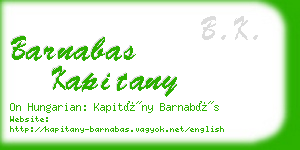 barnabas kapitany business card
